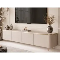 ALLHOUSE24 TV-Schrank LINE 200 cm Kaschmir matt, LED, Push-Open, goldene Metallbeine (1x TV Schrank) Breite 200 cm