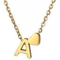 BUNGSA Kette mit Anhänger Buchstaben-Kette A-Z mit Herz gold aus Edelstahl Damen K (1-tlg), Halskette Necklace