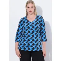 Ulla Popken T-Shirt Shirt grafischer Druck Classic V-Ausschnitt