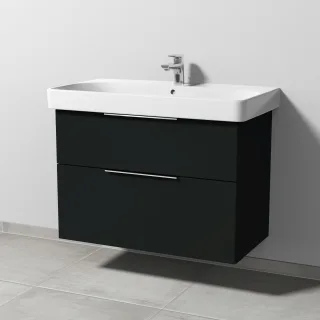 Sanipa 3way Waschtischunterbau zu Geberit Smyle Square Waschtisch mit 2 Auszügen, Vulkan-Matt UP6711V