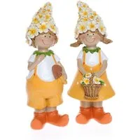 Dragimex Gartenfigur Gartenkinder aus Keramik im 2er Set