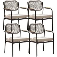 WAHSON OFFICE CHAIRS Gartenstuhl 2/4er Set wetterfester Gartensessel mit 8 cm Sitzkissen,Außenbereich (4 St)