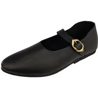Vehi Mercatus Ritter-Kostüm Mittelalter Schuhe Damen Schwarz Riemchenschuhe