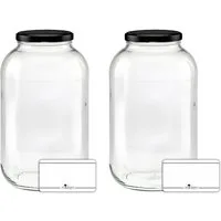 mikken Einmachglas XL Vorratsgläser 4250 ml - 2 große Einmachgläser, (Spar-Set, 2er Set Einmachgläser), mit Twist-Off Deckel TO100 und 2 Etiketten zum Beschriften