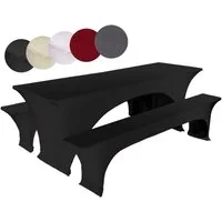 TexDeko Hussen-Set Stretch-Hussen-Set für Bierzeltgarnitur Biertisch 220cm (10% Elastan), strapazierfähig, waschbar, pflegeleicht