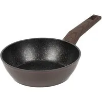 RESTO Kitchenware Bratpfanne Carina, tiefe Schmorpfanne mit holzähnlichem Soft-Touch-Griff, Aluminium (1-tlg), mit Marmor-Antihaftbeschichtung, 4-lagig, für alle Herdarten geeignet