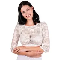 Spieth & Wensky Dirndlbluse Dirndlbluse - ELSTER - offweiß, schwarz