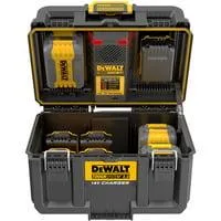 ToughSystem 2.0 Charger Box DWST83471, Ladestation schwarz, Gleichzeitiges Laden von 2 18Volt XR / 54Volt FLEXVOLT Akkus