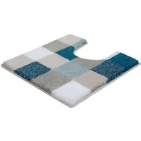 Kleine Wolke Badematte Caro, Badvorleger, Badezimmer Teppich, Höhe 25 mm, rutschhemmend beschichtet, fußbodenheizungsgeeignet, Kunstfaser, quadratisch, WC Vorleger mit Ausschnitt, Badteppich, modernes Karo-Muster, Pastell-Farben, waschbar