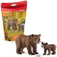 Schleich® Tierfigur Schleich Wild Life Grizzlybär-Mutter mit Jungem 42473