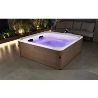 mSpa Whirlpool Oslo Amber AERO PLUS XXL 180 x 180 x 65 cm Ganzjährig Outdoor Pool, Stecksystem mit Einlageplane, inkl. LED, UVC+, WiFi, App-Steuerung, 6 Personen