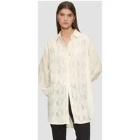 QS Langarmbluse Bluse Leicht transparente Longbluse mit Glanzeffekten