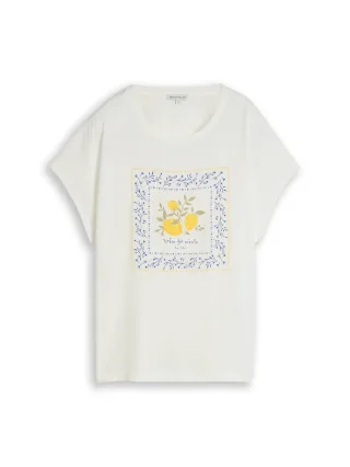 Tom Tailor - T-Shirt im Material-Mix whisper white - Gr. - XXXL