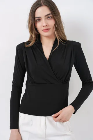 V-Ausschnitt Drapierte Bluse