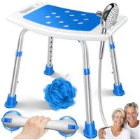 KESSER Badhocker Duschhocker höhenverstellbar & bis 136kg belastbar, Duschhilfe für Senioren, rutschfester Duschstuhl mit Zubehör