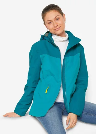 bonprix wasserdichte Funktions-Jacke mit Kapuze, petrol, Gr.46, Figurbetonte Funktions-Jacke mit reflektierenden Details und Reißverschlusstaschen, bequem geschnitten