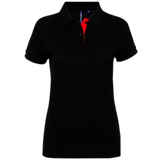 Asquith & Fox Damen/Damen Kurzarm-Poloshirt mit Kontrast (Schwarz/Rot)