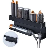 SURFOU Haartrocknerhalter und Glätteisenhalter für Wandhalterung, (Aufbewahrungsregal für Glätteisen, Lockenstab, Zubehör, Aluminium)