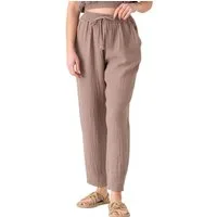 WENOR Stoffhose Damen Musselin 100% Baumwolle Tapered Sommerhose Knöchellänge, elastischer Bund, lässiger Style