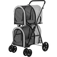 COSTWAY Hundebuggy, 2 Etagen Hundewagen, Haustiere Buggy, Katzenbuggy