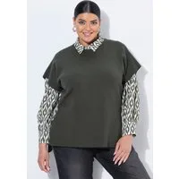 Ulla Popken Pullunder Pullunder Oversized Stehkragen ärmellos