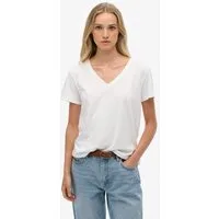 Superdry T-Shirt STUDIOS SLUB EMB VEE TEE Baumwollmischung, relaxed fit