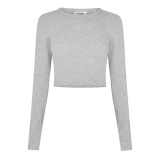 JJXX - "Feline" kurzes T-Shirt für Damen, Schmal, Langärmlig (Grau meliert)