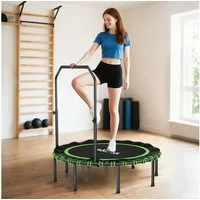 SPORTNOW Fitnesstrampolin mit verstellbarem Handlauf, Ø 122 cm, (Sport-Trampolin, 1 tlg., Fitness-Trampolin), Stahl, Kunststoff, Grün