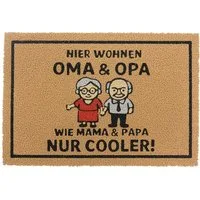 relaxdays Fußmatte Kokos Fußmatte mit Spruch 60x40 cm, rechteckig, Höhe: 10 mm, A