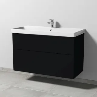 Sanipa 3way Waschtischunterbau zu Villeroy & Boch Avento Waschtisch mit 2 Auszügen, Schwarz-Matt SF62408