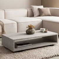 FINEBUY Couchtisch FB59782 100 cm Wohnzimmertisch Sofatisch Stauraum Groß Kaffeetisch (Wohnzimmertisch Stein Optik, 100x50x25 cm MDF), Kaffeetisch mit Stauraum, Sofatisch Sand Schlicht