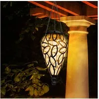GLOBO LIGHTING LED Solarleuchte, LED-Leuchtmittel fest verbaut, Warmweiß, Solarlampe Gartendeko Hängeleuchte Außenlampe hängend LED