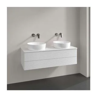 Villeroy und Boch Antao Waschtisch-Unterschrank L24150GF mit Beleuchtung, 2 Auszüge, 1200 x 360 x 500 mm, Front mit Struktur, Glossy White Lacquer / Glossy White Lacquer