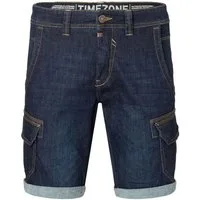 TIMEZONE Jeansshorts Cargo mit Kontrastnähten Denim für Herren Baumwolle Normal Fit unifarben atmungsaktiv Reißverschluss