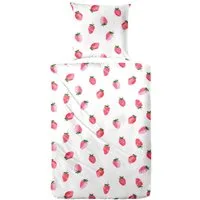 Primera Bettwäsche Primera Soft-Seersucker Bettwäsche 135x200 Erdbeere weiß 213074-002, Soft-Seersucker, 2 teilig, duftig leicht und hautsympatisch