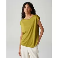 OPUS Kurzarmshirt SALLO Regular mit seitlichem Falteneinsatz