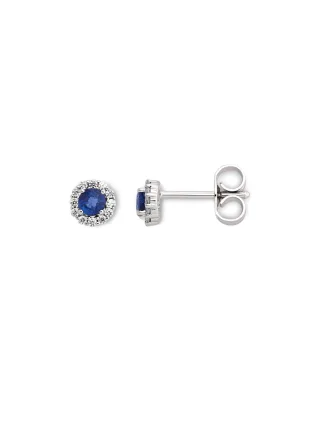 Orolino Ohrringe Gold 585 mit 2x Safir blau und 24x Brillant zus. 0,12ct.