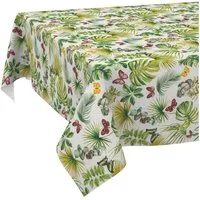 ANRO Tischdecke abwaschbar Tischtuch Baumwolle Polyester wasserabweisend (Einzelstück 1-tlg), Schmutzabweisend abstrakt Hellgrün 100x140cm