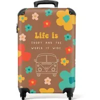 NoBoringSuitcases.com© Hartschalen-Trolley Zitate - Blumen - Das Leben ist kurz - Hippie - Linienkunst 55x35x20cm, 4 Rollen, Handgepäck Koffer & Trolleys, Luggage, Reisekoffer Frauen
