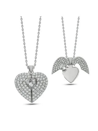 Dkeniz Halskette 925 Sterling Silber Herz-Kette
