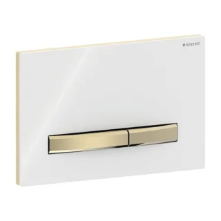 Geberit Sigma 50 Square Betätigungsplatte 115672112 Deckplatte weiß, Platte/Taste Messing, für 2-Mengen-Spülung