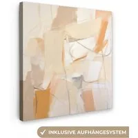 OneMillionCanvasses® Leinwandbild Abstrakt - Beige - Orange - Kunst - Modern, Fotodruck (1 St), Wandbild, Deko Schlafzimmer Wohnzimmer Flur 20x20 cm