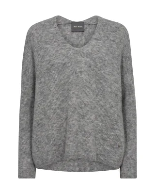 MOS MOSH - MMThora V-Neck Knit grey melange - Gr. - M