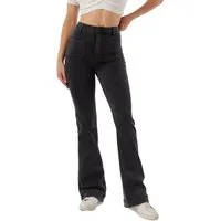 Ital-Design Bootcut-Jeans Flared Jeans mit Hoher Taille für Damen, Styled für Freizeit (90800210) Used-Look Stretch Bootcut Jeans in Dunkelgrau
