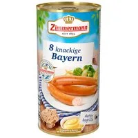 Zimmermann Wurstkonserve, Zimmermann knackige Bayern Schinkenwürstchen 8 Stk ATG 250g Dose 550g