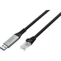 USB-A 3.2 Gen1 > RJ-45 Ethernet Kabel, 1Gbit/s, Adapter schwarz, 2 Meter, 10/100/1.000Mbit/s