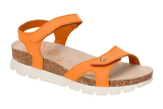 Panama Jack Sulia B12 Damen Riemchen Sandalen Orange Echtleder PU Plateau 2cm.