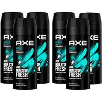 axe Deo-Spray 6x Axe Bodyspray Apollo ohne Aluminiumsalze - 150ml, 6-tlg., bekämpft geruchsbildende Bakterien und unangenehme Gerüche