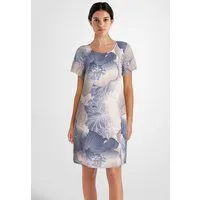 PEKIVESSA Sommerkleid Leinenkleid knielang mit kurzen Ärmeln Leinenstoff mit Blumenmuster