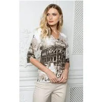 Passioni 2-in-1-Strickjacke Twinset mit Print und Strassverzierung
